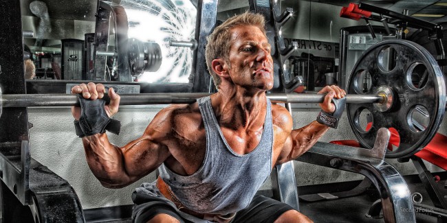Mark Ebinger doing squats in the gym