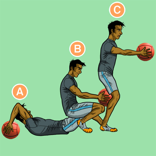 Medicine-Ball-Rolling squat