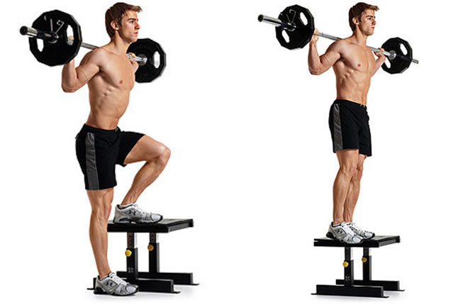 step ups with barbell